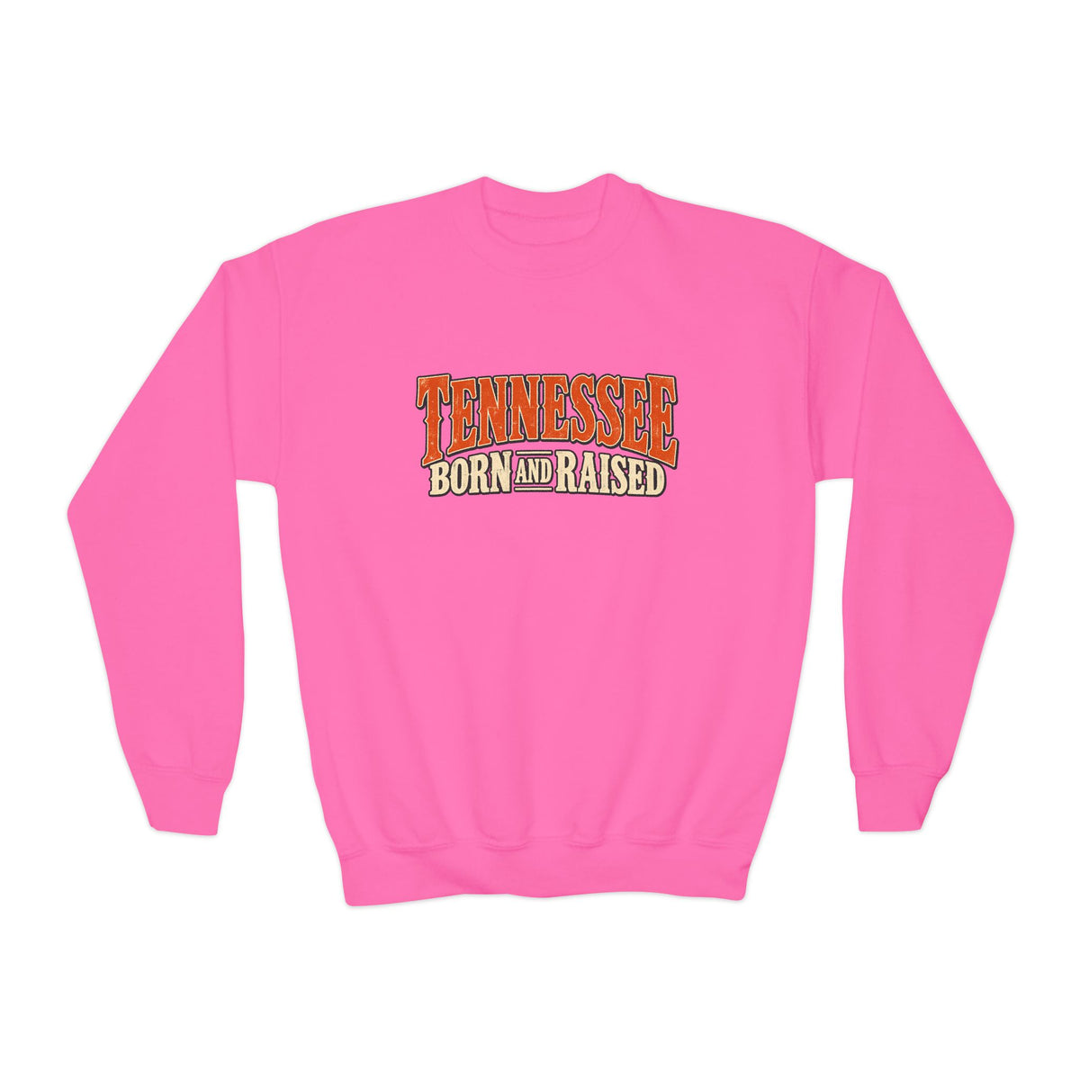 Tennessee Born and Raised Old-School Souvenir Unisex Youth Crewneck Sweatshirt Graphic