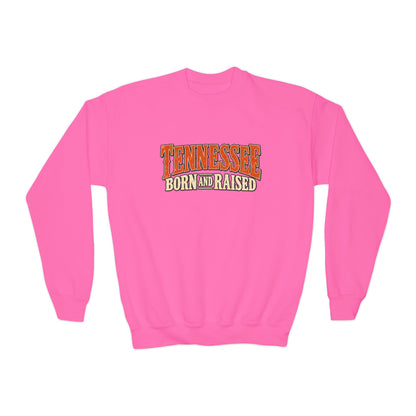 Tennessee Born and Raised Old-School Souvenir Unisex Youth Crewneck Sweatshirt Graphic