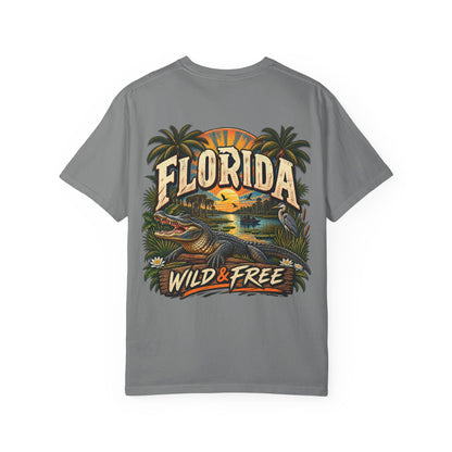 Florida Wild & Free  Unisex Comfort Color 1717 Streetwear Graphic Tee