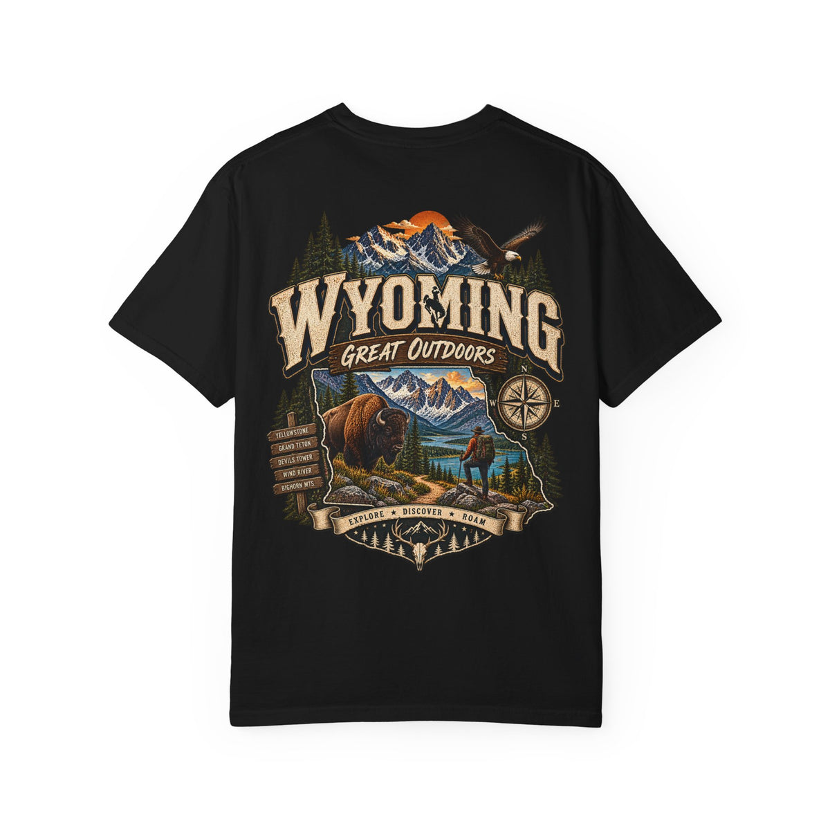 Wyoming Great Outdoors Unisex Comfort Color 1717 Streetwear Graphic Tee