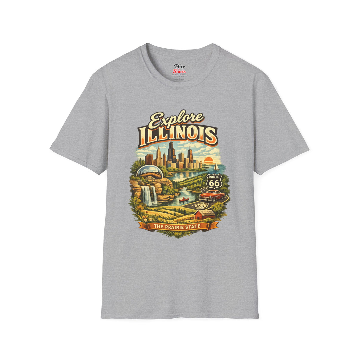 Explore Illinois Unisex Softstyle T Shirt State Pride Graphic Tee Collections FS03