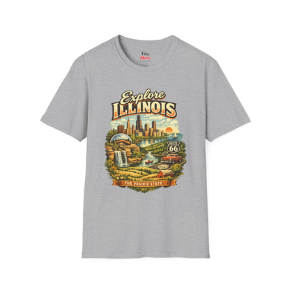Explore Illinois Unisex Softstyle T Shirt State Pride Graphic Tee Collections FS03