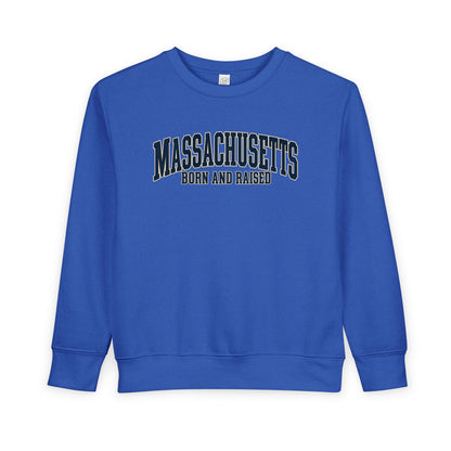 Massachusetts Born and Raised Classic Souvenir Style Unisex Toddler Sweatshirt