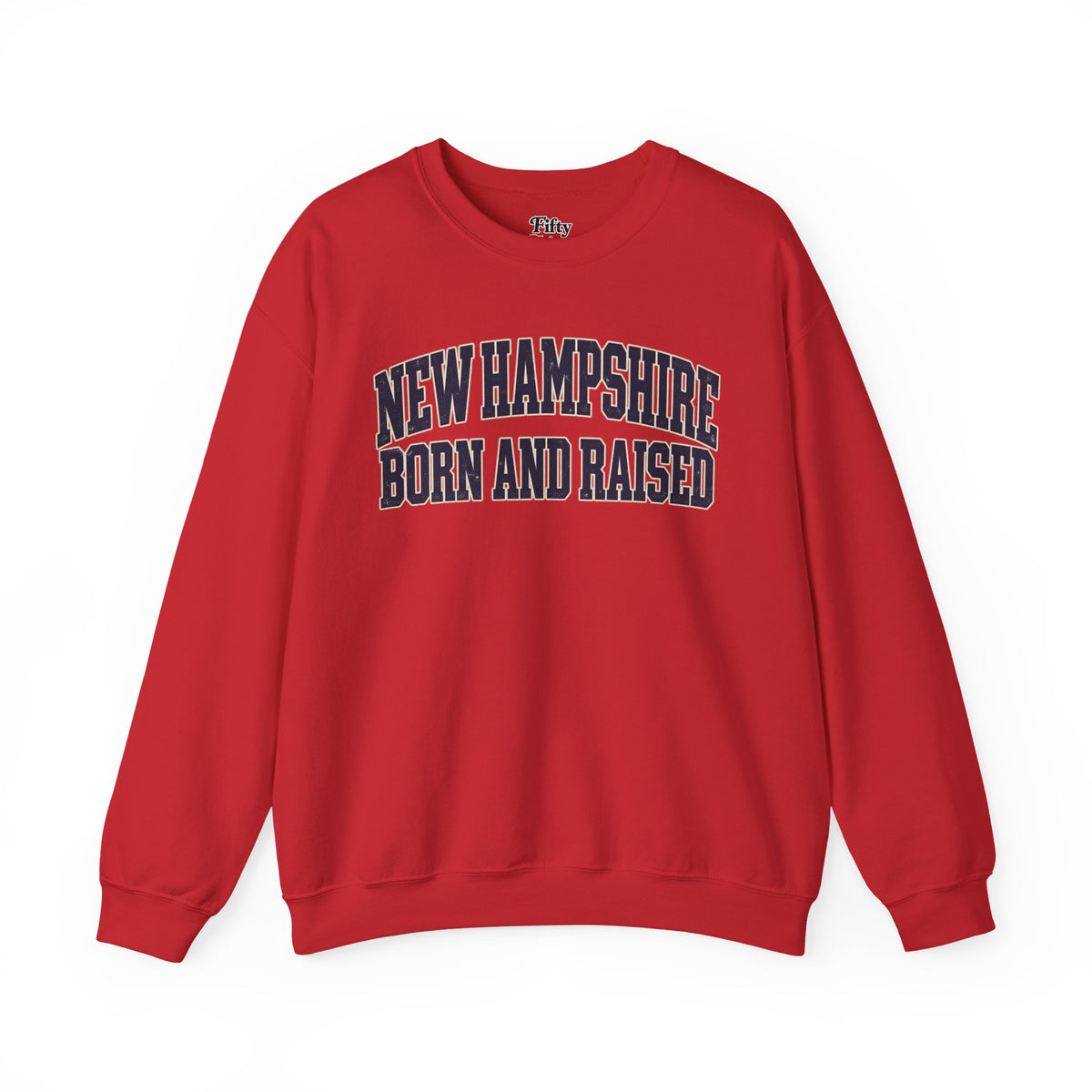 New Hampshire Born and Raise Unisex Crewneck Sweatshirt State Name Graphic