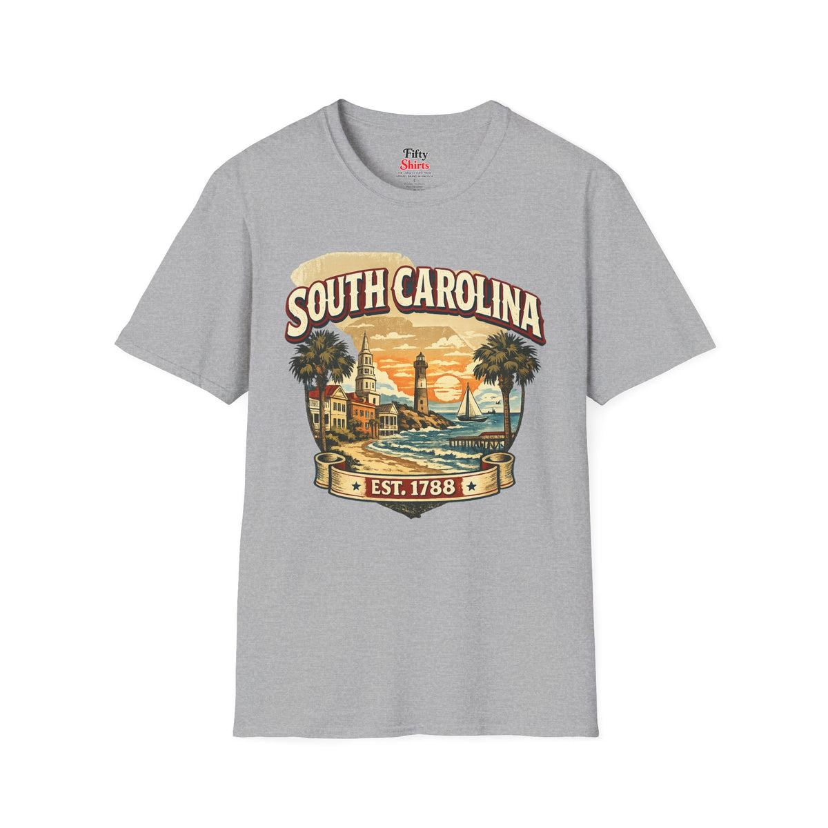 Vintage South Carolina Heritage Unisex Softstyle T Shirt State Pride Graphic Tee Collections FS03