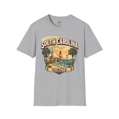 Vintage South Carolina Heritage Unisex Softstyle T Shirt State Pride Graphic Tee Collections FS03