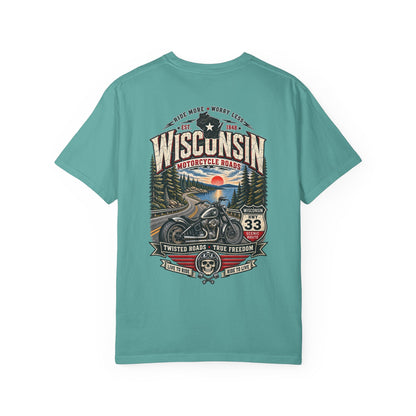 Wisconsin Motorcycle Roads Unisex Comfort Color 1717 Streetwear Graphic Tee