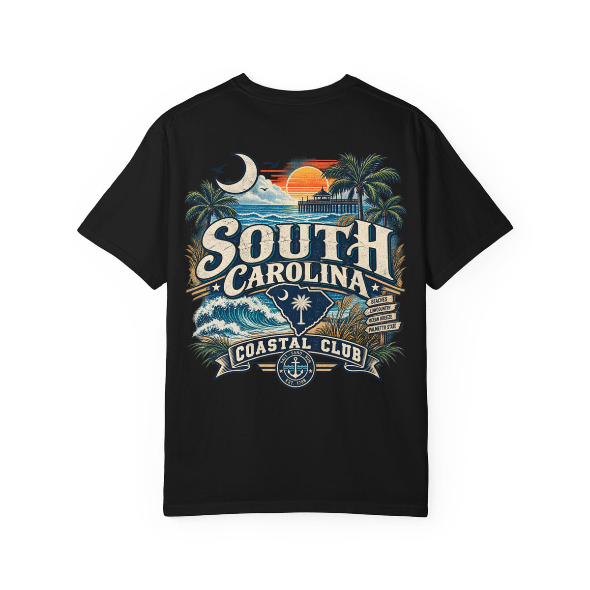 South Carolina Coastal Club Unisex Comfort Color 1717 Streetwear Graphic Tee