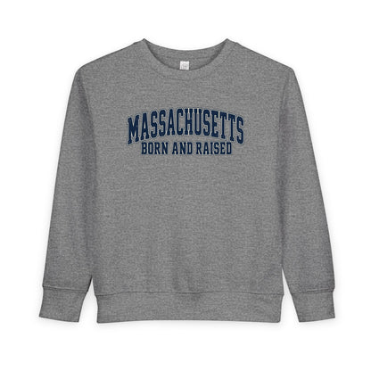 Massachusetts Born and Raised Vintage Collegiate Unisex Toddler Sweatshirt