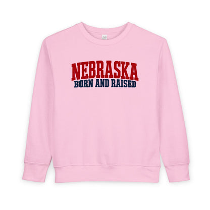 Nebraska Born and Raised Rugged Workwear Unisex Toddler Sweatshirt Graphic