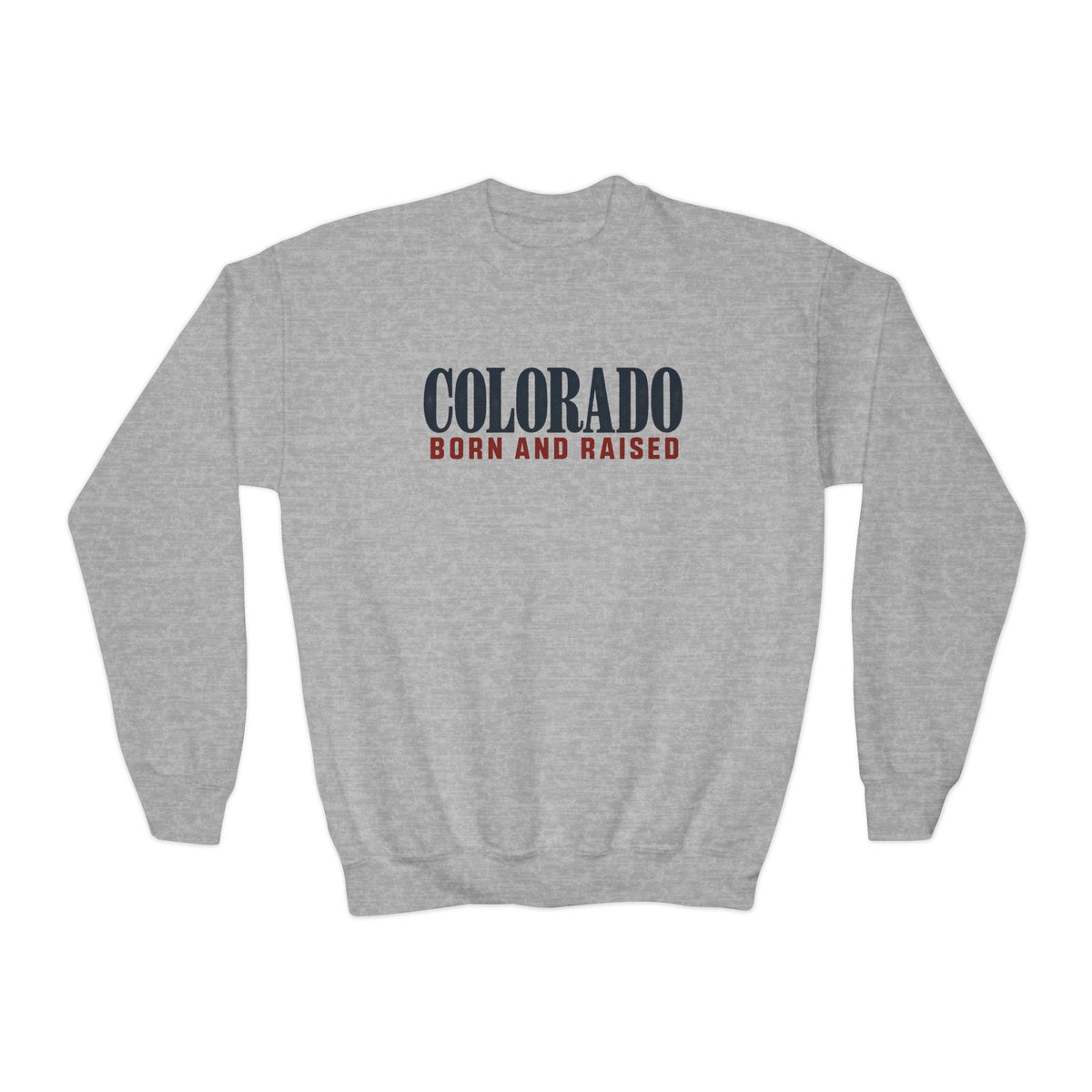 Colorado Born and Raised Premium Mountain Lifestyle Unisex Youth Crewneck Sweatshirt