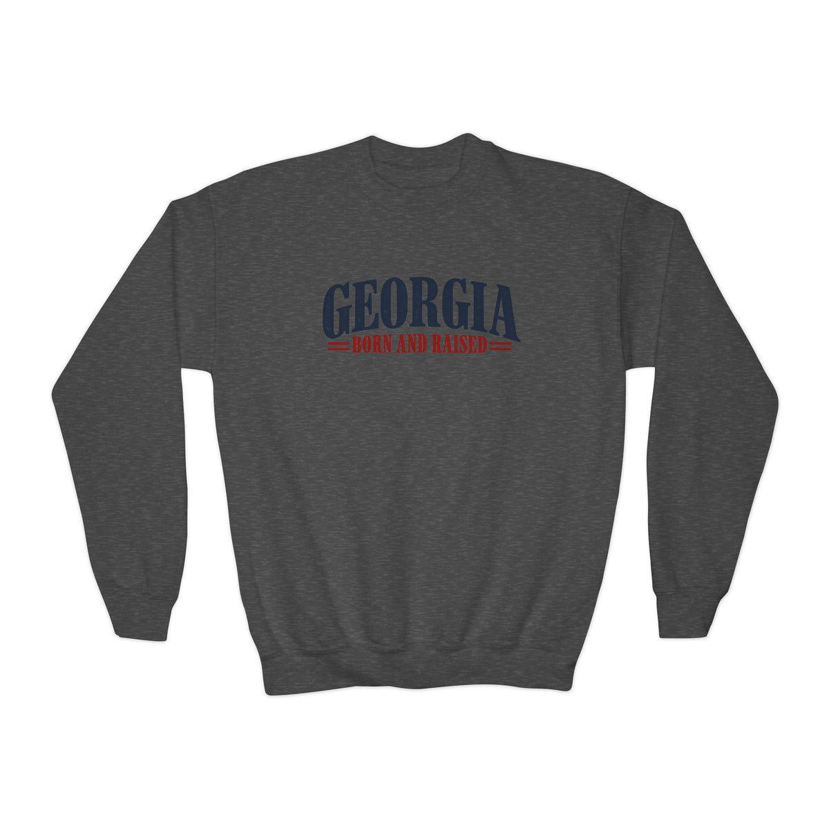 Georgia Born and Raised Premium Heritage Unisex Youth Crewneck Sweatshirt