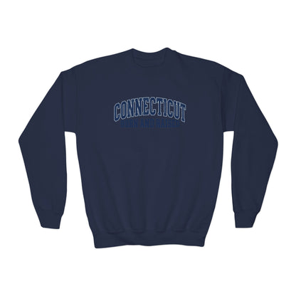 Connecticut Born and Raised Vintage Athletic Heritage Unisex Youth Crewneck Sweatshirt