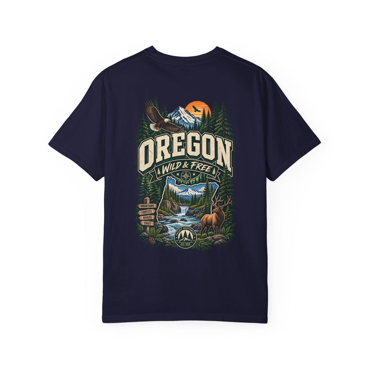 Oregon Wild & Free Unisex Comfort Color 1717 Streetwear Graphic Tee