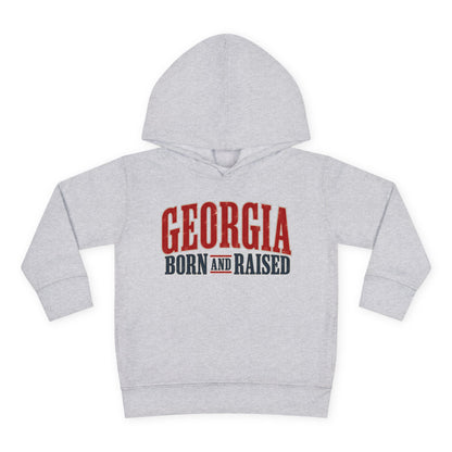 Georgia Born and Raised Southern Heritage Unisex Toddler Pullover Fleece Hoodie