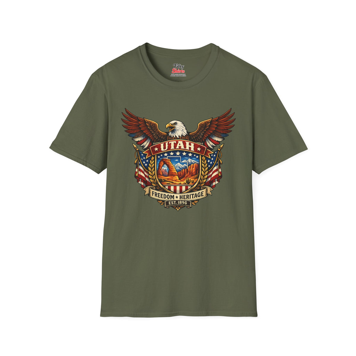 Utah Americana Eagle Unisex Softstyle T Shirt State Pride Graphic Tee Collections FS03