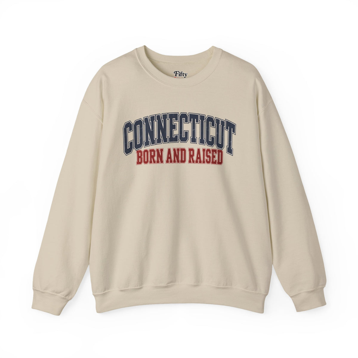 Connecticut Born and Raised Retro Collegiate Unisex Sweatshirt Graphic