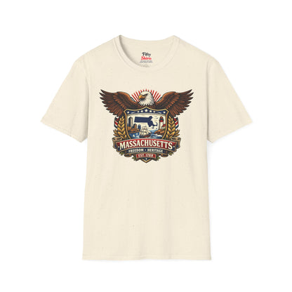 Massachusetts Americana Eagle Unisex Softstyle T Shirt State Pride Graphic Tee Collections FS03