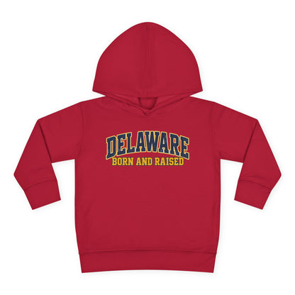 Delaware Born and Raised Old-School Athletic Unisex Toddler Pullover Fleece Hoodie