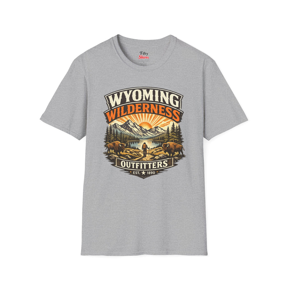 Wyoming Wilderness Outfitters Unisex Softstyle T Shirt State Pride Graphic Tee Collections FS03