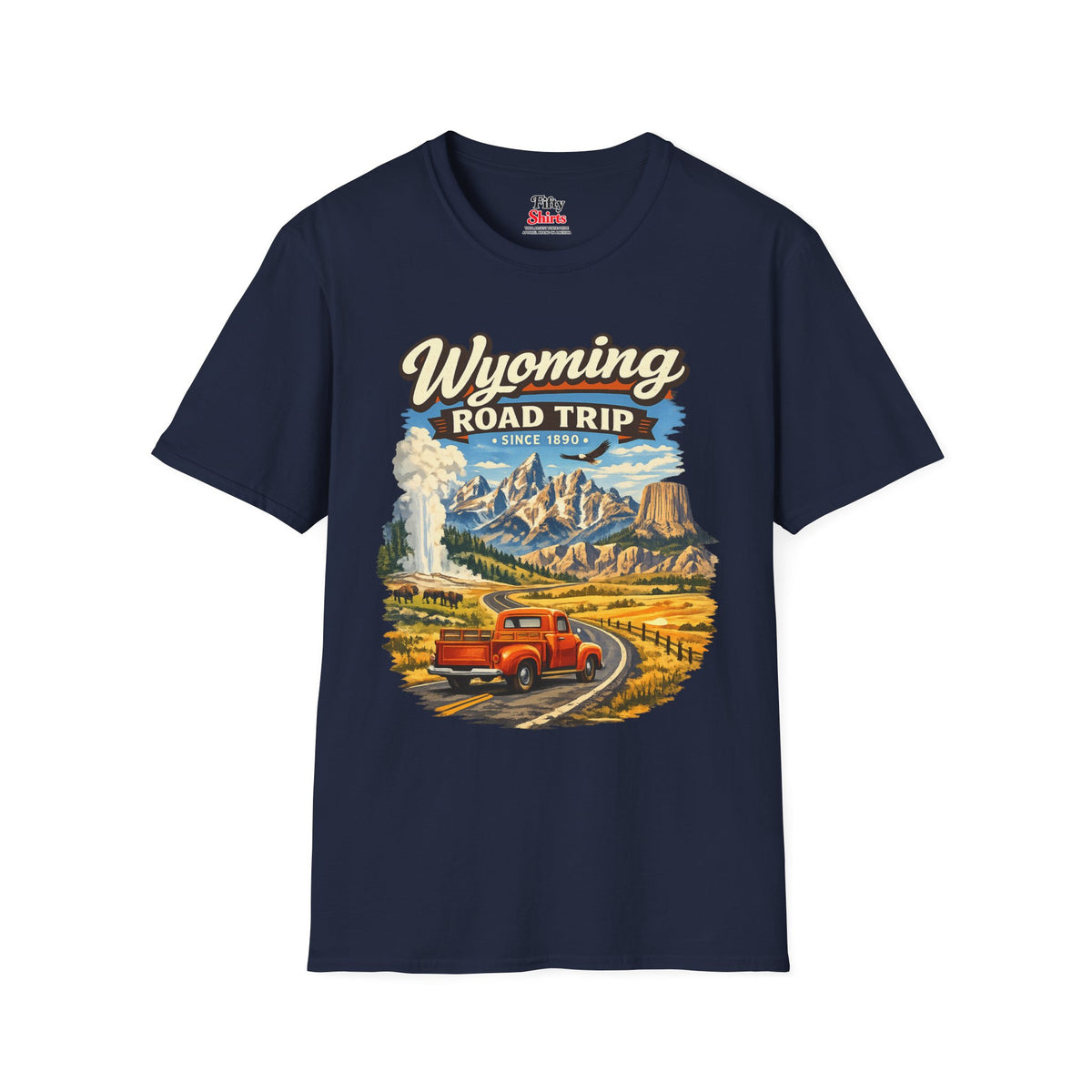 Wyoming Road Trip Unisex Softstyle T Shirt State Pride Graphic Tee Collections FS03