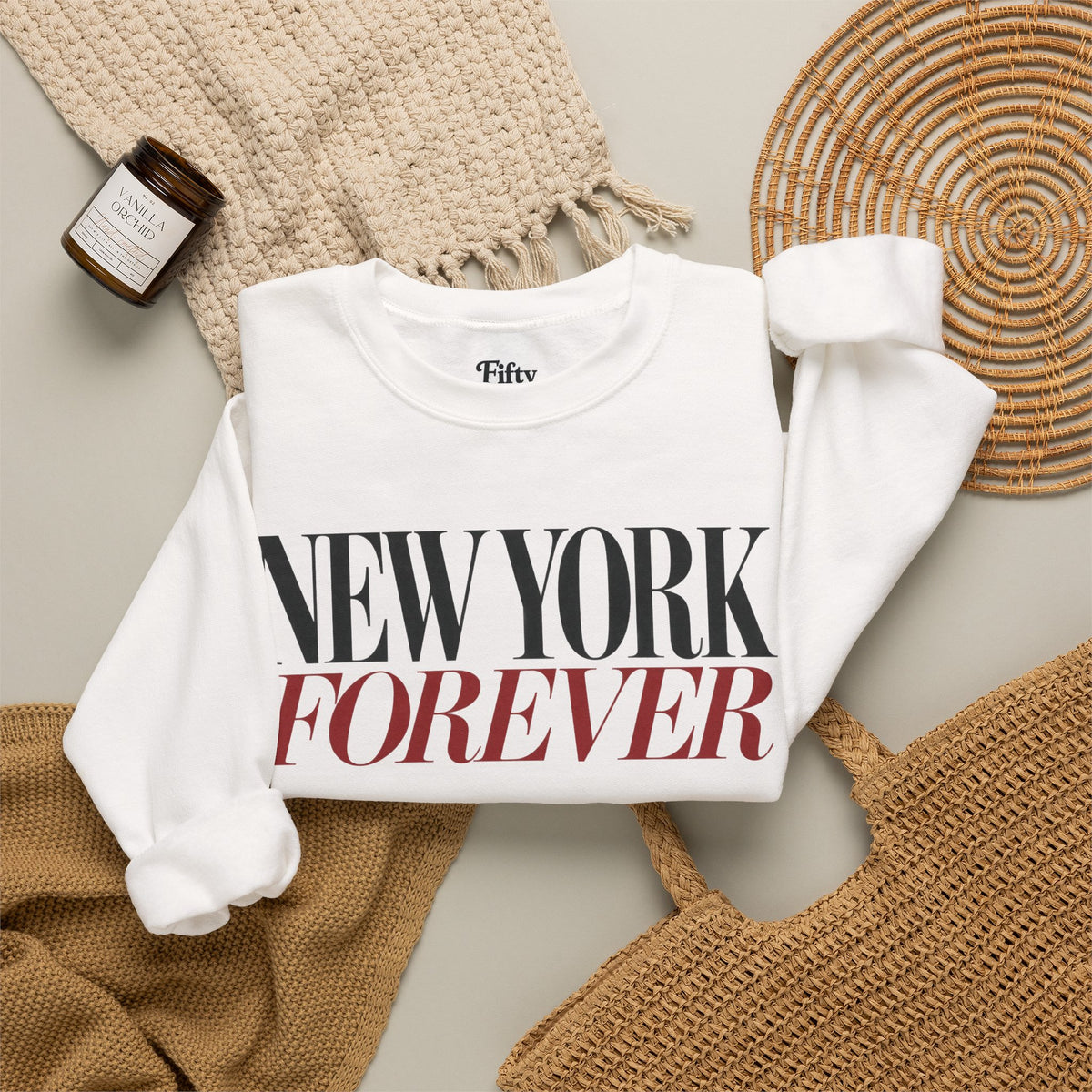 New York Forever Unisex Crewneck Sweatshirt State Name Graphic