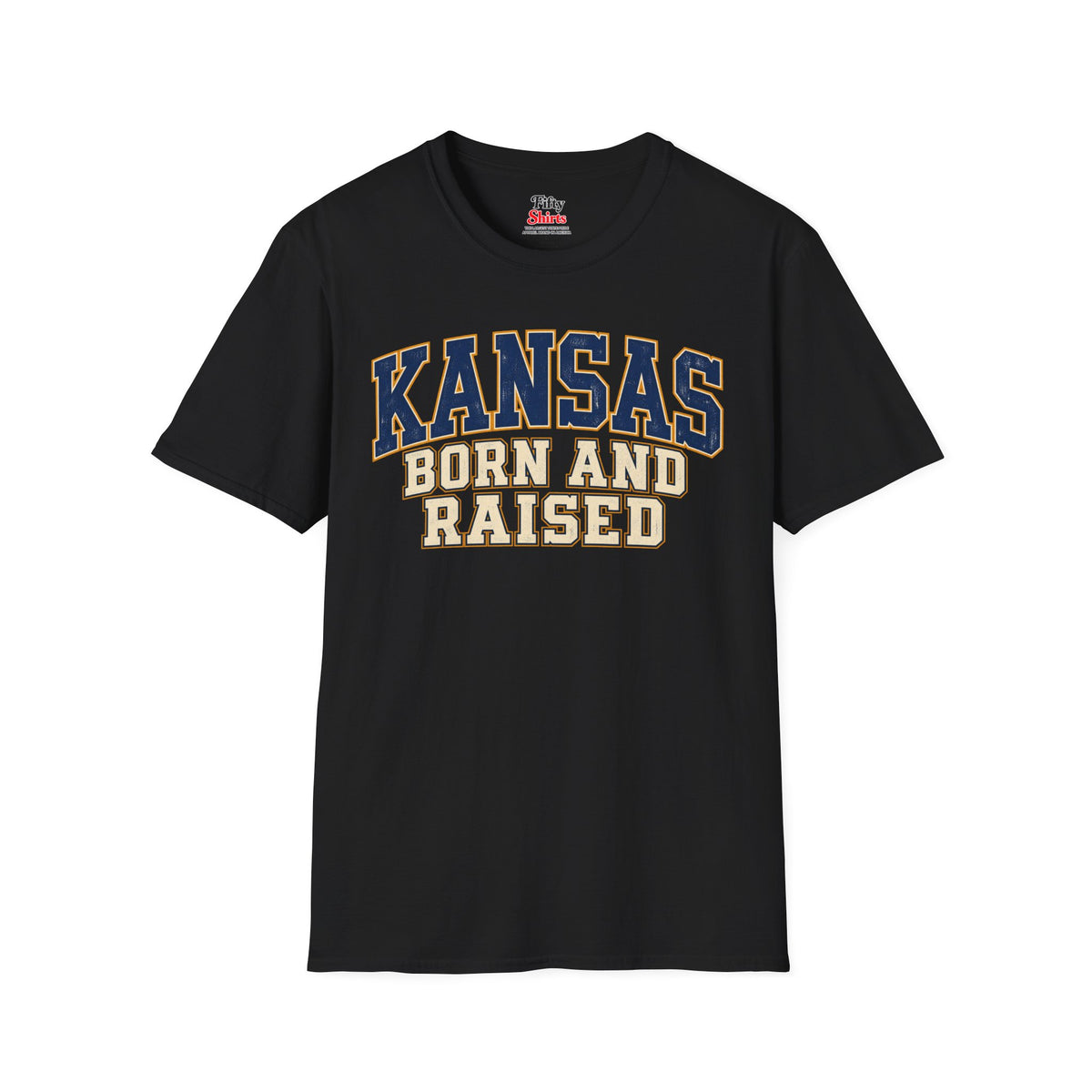 Kansas Born and Raised Unisex Softstyle T Shirt State Name Graphic Tee
