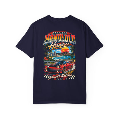 Honolulu Hawaii Street Racing Unisex Comfort Color 1717 Streetwear Graphic Tee
