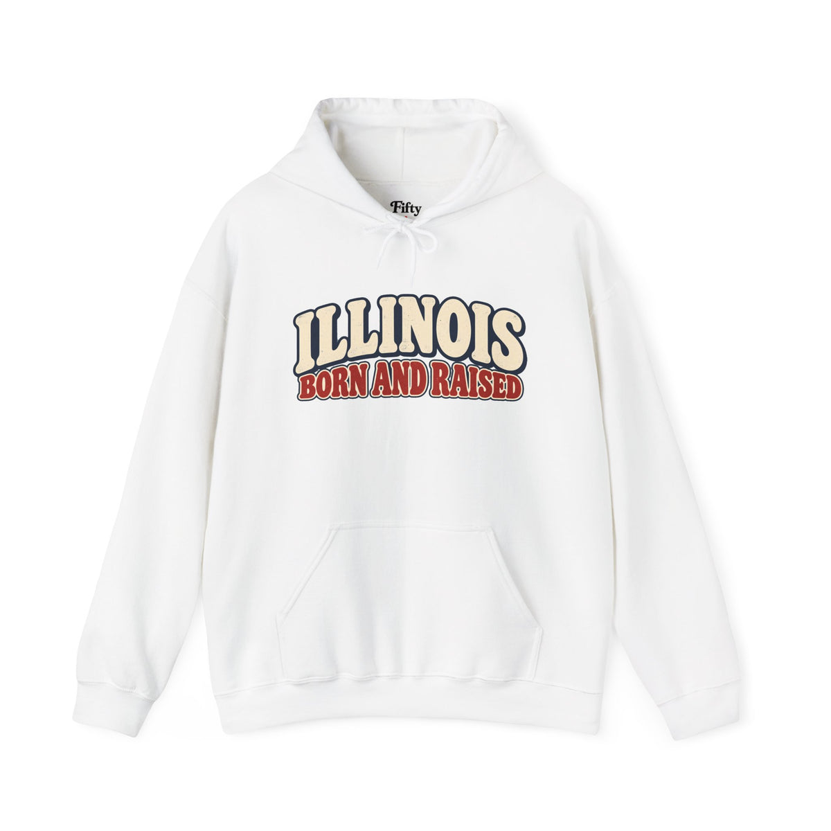 Illinois Born and Raised Retro 1970s Unisex Hoodie Graphic