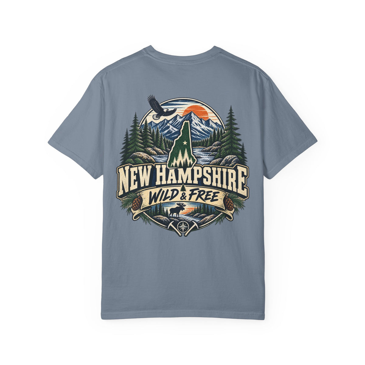 New Hampshire Wild & Free Unisex Comfort Color 1717 Streetwear Graphic Tee