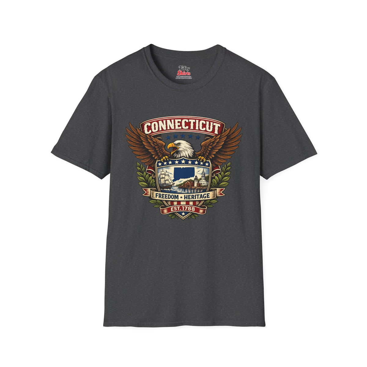 Connecticut American Eagle Unisex Softstyle T Shirt State Pride Graphic Tee Collections FS03