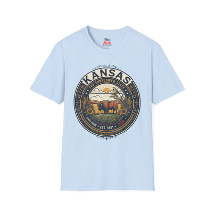 Kansas State Pride Emblem Unisex Softstyle T Shirt State Pride Graphic Tee Collections FS03