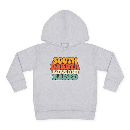 South Dakota Born and Raised Retro 1970s Unisex Toddler Pullover Fleece Hoodie