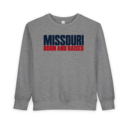 Missouri Born and Raised Modern Streetwear Unisex Toddler Sweatshirt Graphic