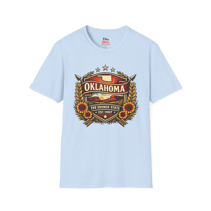 Oklahoma Heritage Badge Unisex Softstyle T Shirt State Pride Graphic Tee Collections FS03
