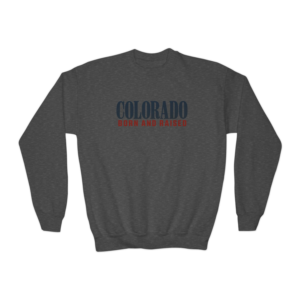 Colorado Born and Raised Premium Mountain Lifestyle Unisex Youth Crewneck Sweatshirt