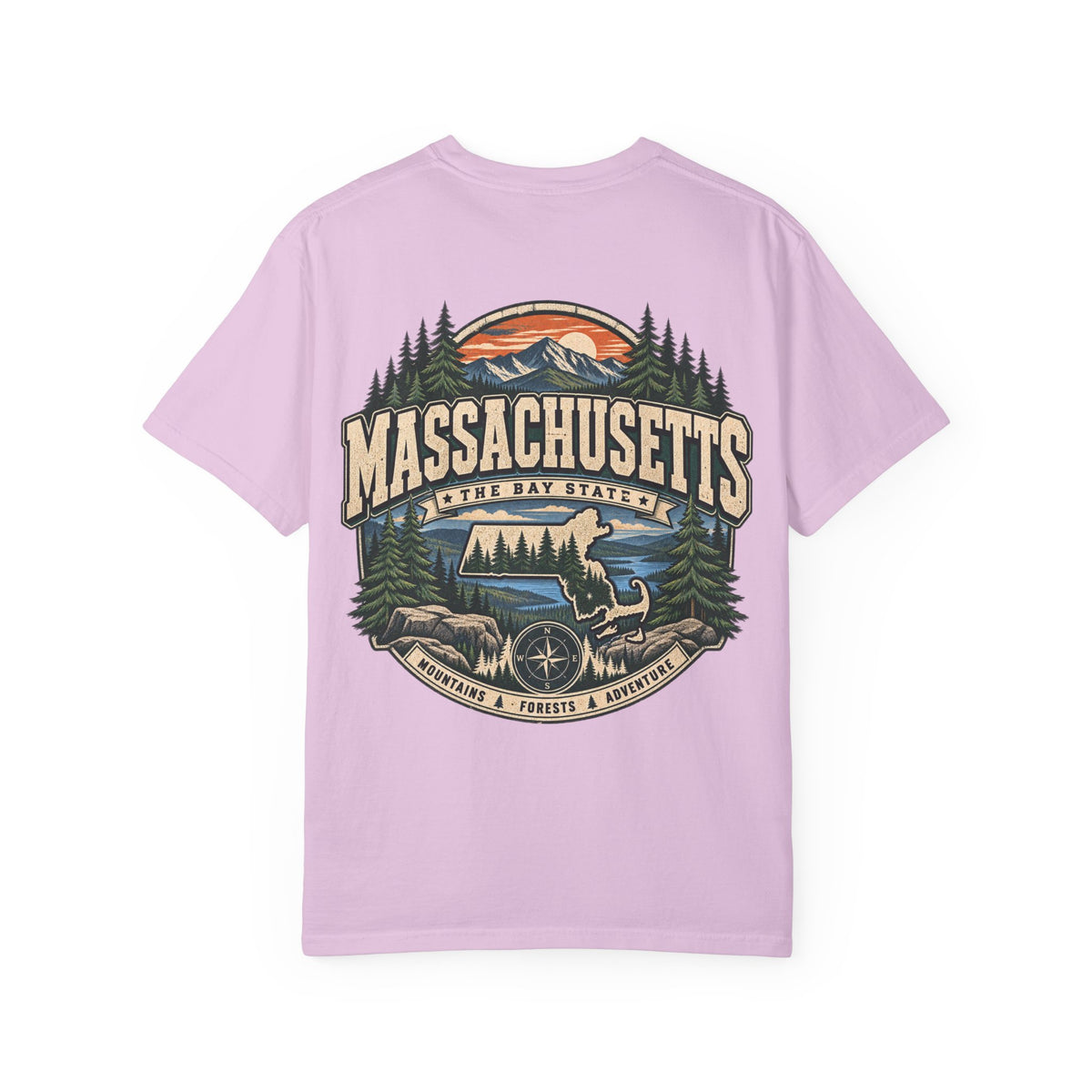 Massachusetts Mountain & Forest Unisex Comfort Color 1717 Streetwear Graphic Tee