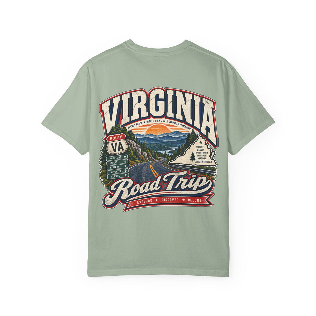 Virginia Road Trip Unisex Comfort Color 1717 Streetwear Graphic Tee