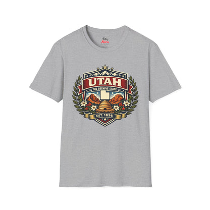 Utah Heritage Badge Unisex Softstyle T Shirt State Pride Graphic Tee Collections FS03
