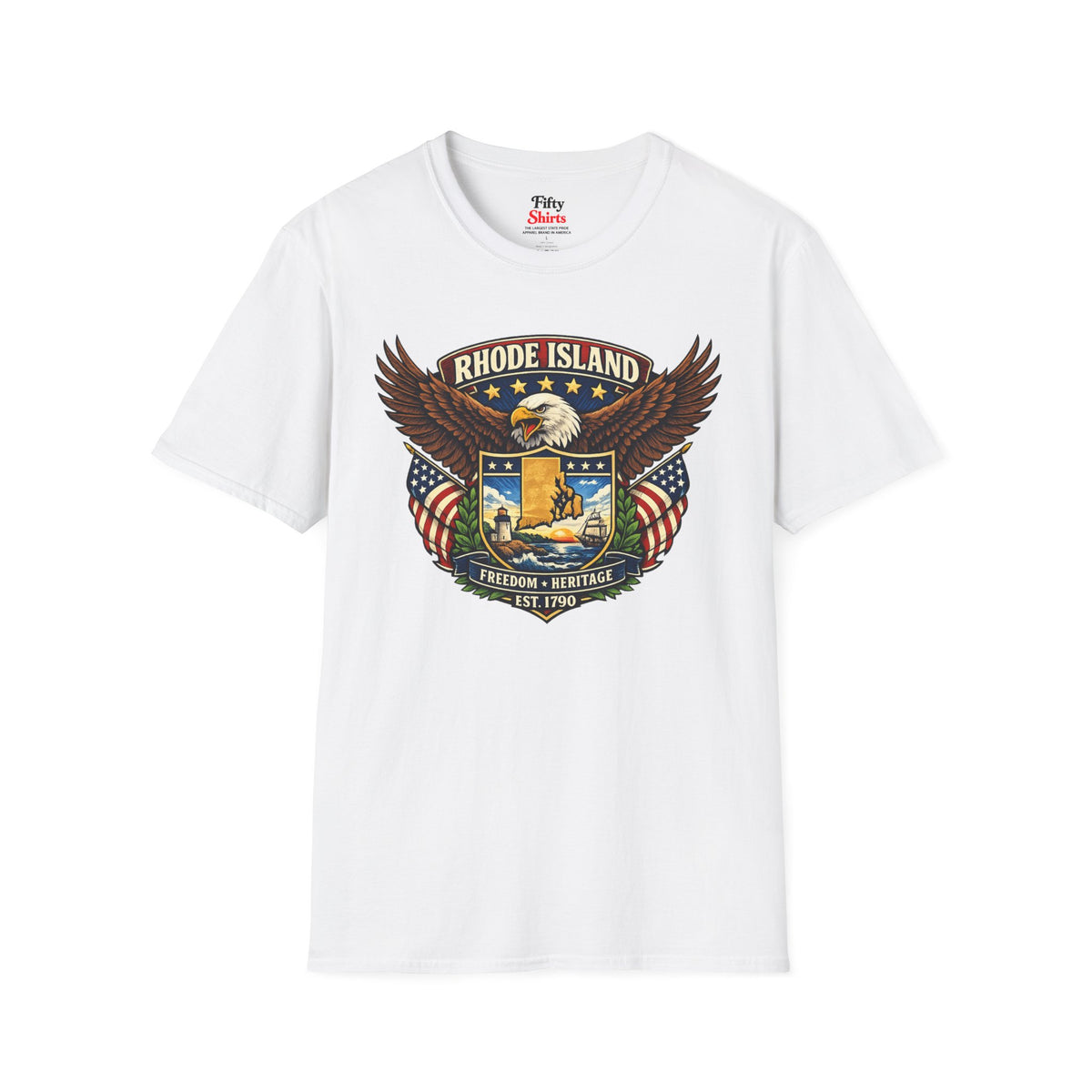 Rhode Island Americana Eagle Unisex Softstyle T Shirt State Pride Graphic Tee Collections FS03
