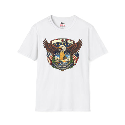 Rhode Island Americana Eagle Unisex Softstyle T Shirt State Pride Graphic Tee Collections FS03