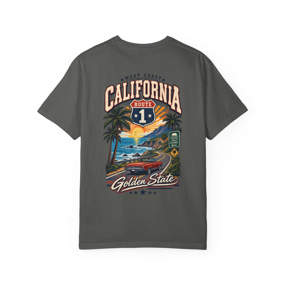 California West Coast Highway  Unisex Comfort Color 1717 Streetwear Graphic Tee