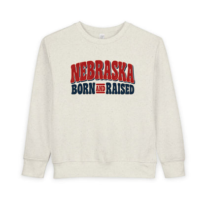 Nebraska Born and Raised Retro 1970s Unisex Toddler Sweatshirt Graphic