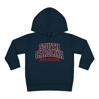 South Carolina Born and Raised Southern Americana Unisex Toddler Pullover Fleece Hoodie