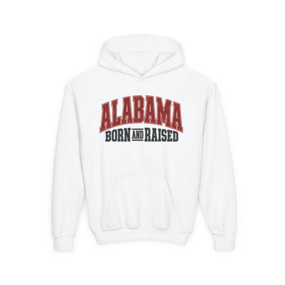 Alabama Born and Raised Vintage Athletic Heritage Unisex Youth Heavy Blend Hooded Sweatshirt Graphic