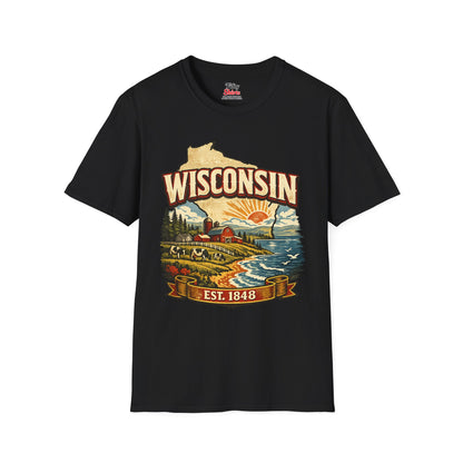 Vintage Wisconsin Heritage Unisex Softstyle T Shirt State Pride Graphic Tee Collections FS03