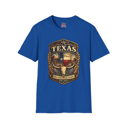 Texas Heritage Badge Unisex Softstyle T Shirt State Pride Graphic Tee Collections FS03