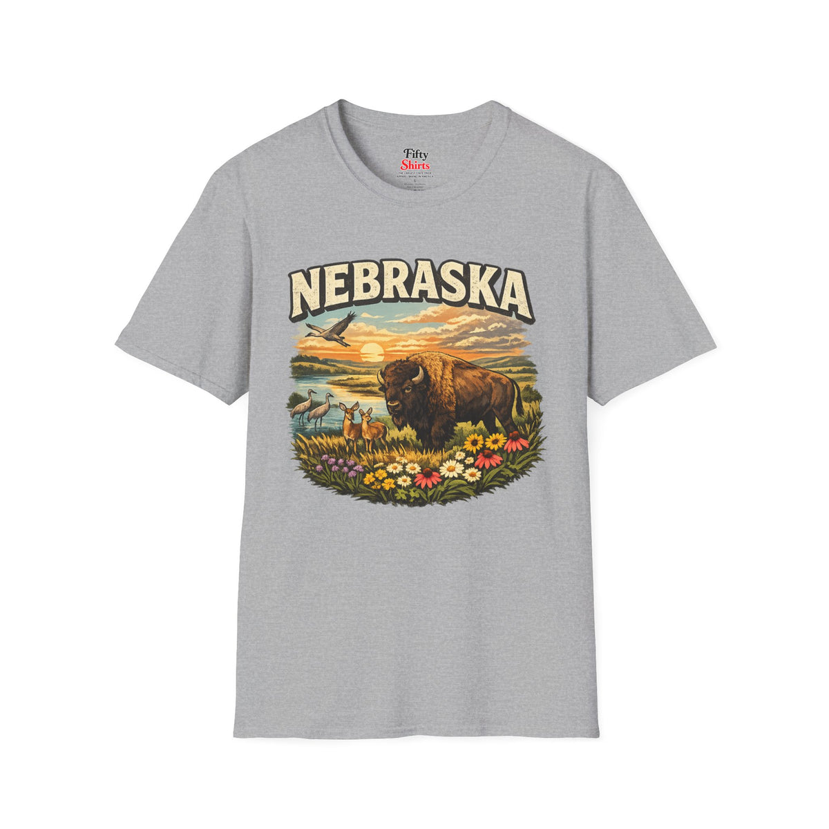 Nebraska Wildlife Unisex Softstyle T Shirt State Pride Graphic Tee Collections FS03