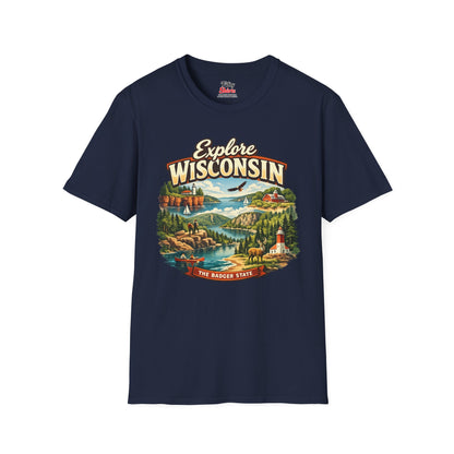Explore Wisconsin Unisex Softstyle T Shirt State Pride Graphic Tee Collections FS03