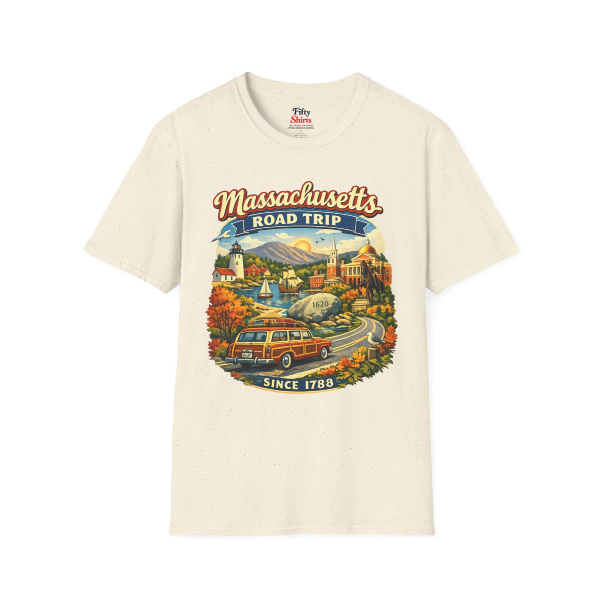Massachusetts Road Trip Unisex Softstyle T Shirt State Pride Graphic Tee Collections FS03